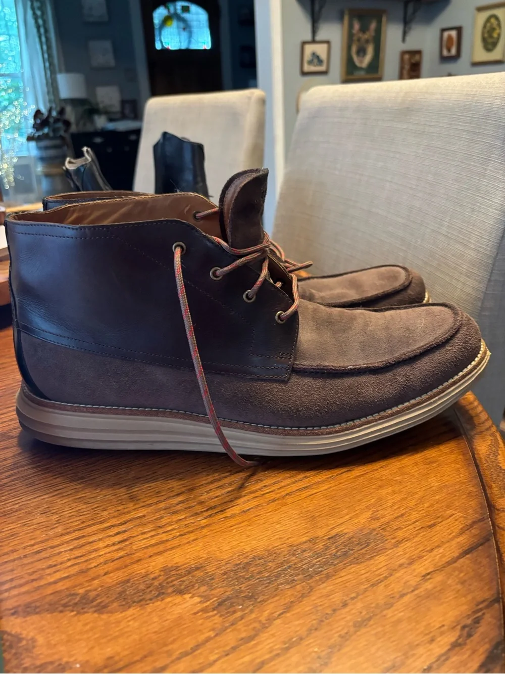 Cole haan mens 13 13M lunargrand boots brown suede leather shoes